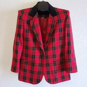 Vintage 90s Heathers Red & Black Plaid Blazer Jacket